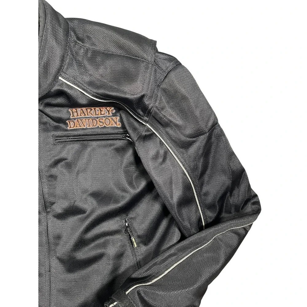 Harley-Davidson Men's Size L Willie G Skull Flames Mesh Riding Jacket Black